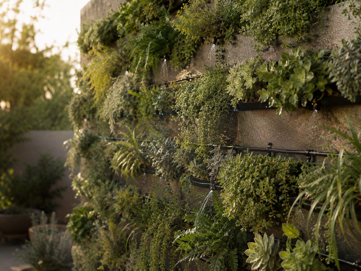 Jardín vertical con riego automatizado